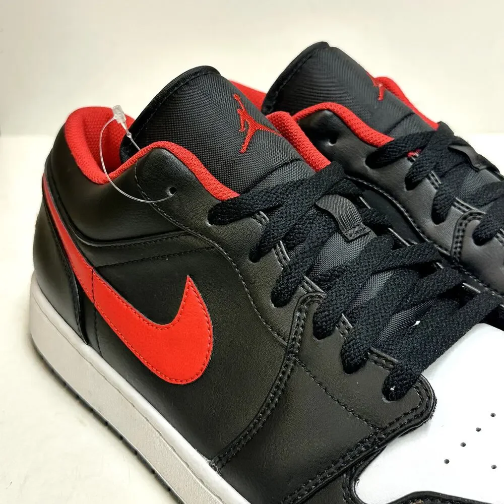 NWOT Nike Jordan 1 Low White Toe  Black/Fire Red/White Bred Men's 16